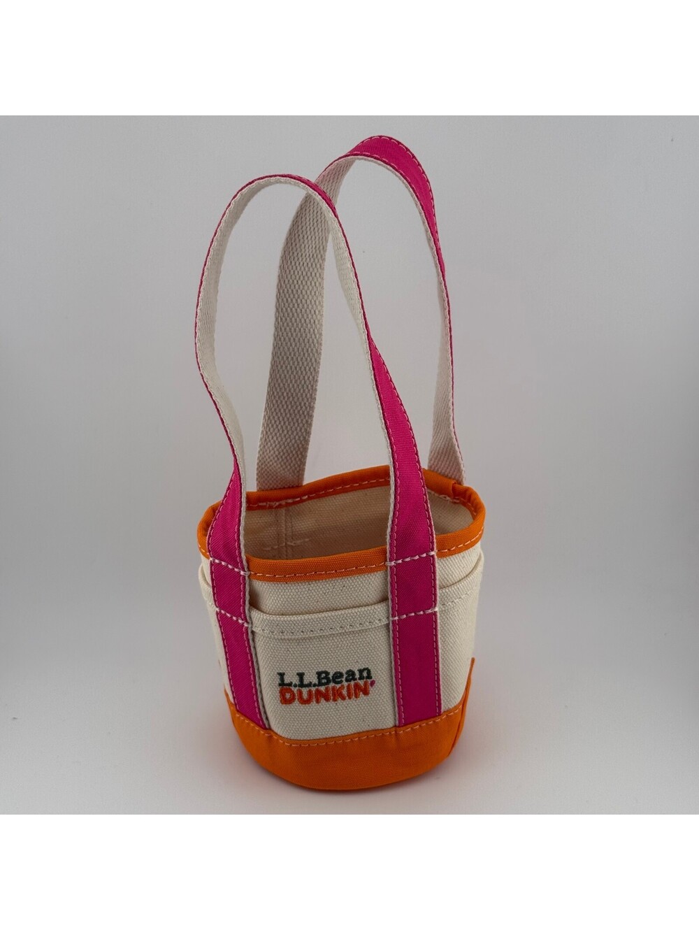 L.L.Bean x Dunkin’ Mini Boat and Tote Cup Holder Bag Pink Orange Limited